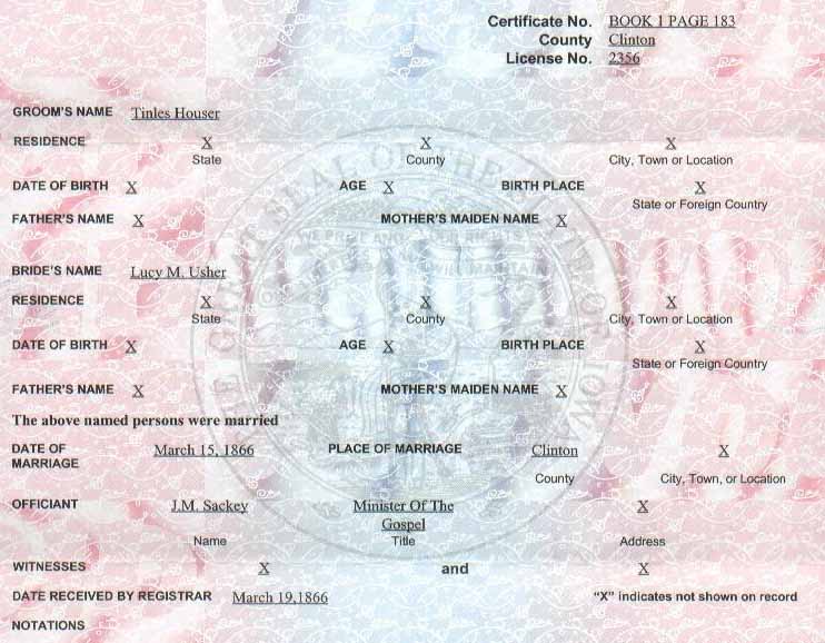 Text of the Marriage Certificate