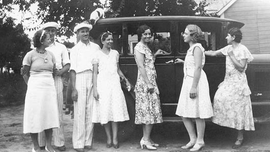 By the car