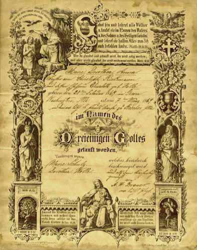 Anna Rieckmann's Baptism Certificate