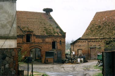 Barnyard, note stork nest